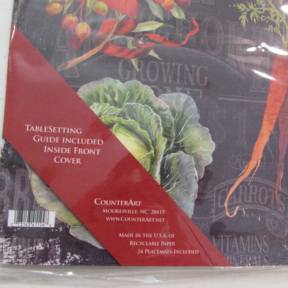 CounterArt 'Chalkboard Veggies' Premium Disposable Paper Placemats New - Picture 4 of 11